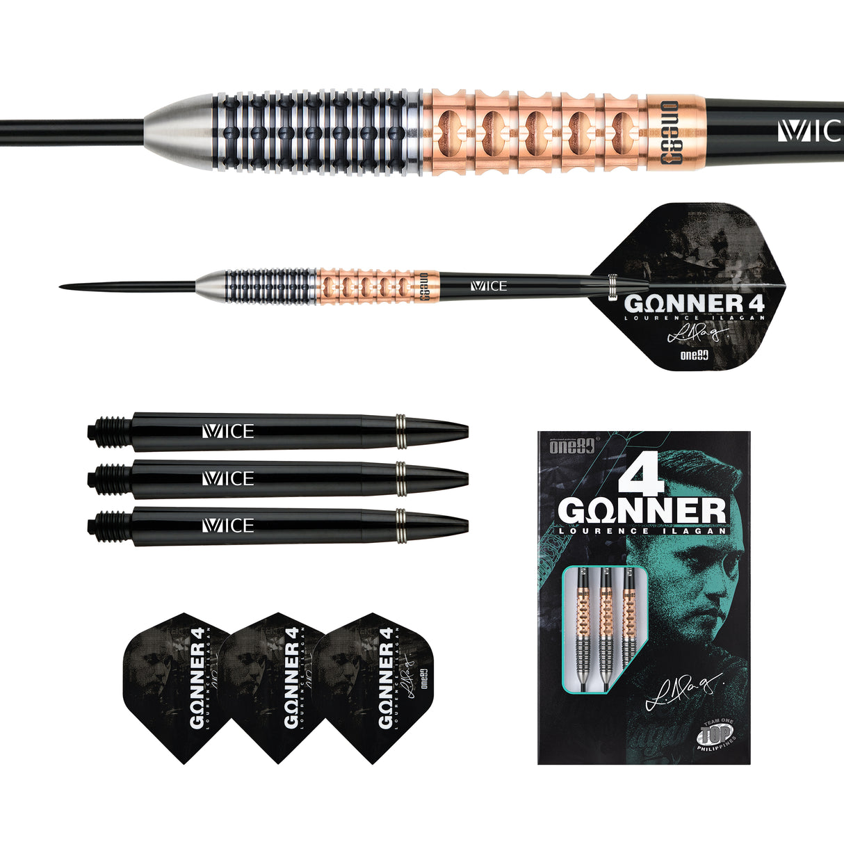 One80 GUNNER 4 Steeltip Black&Rosegold