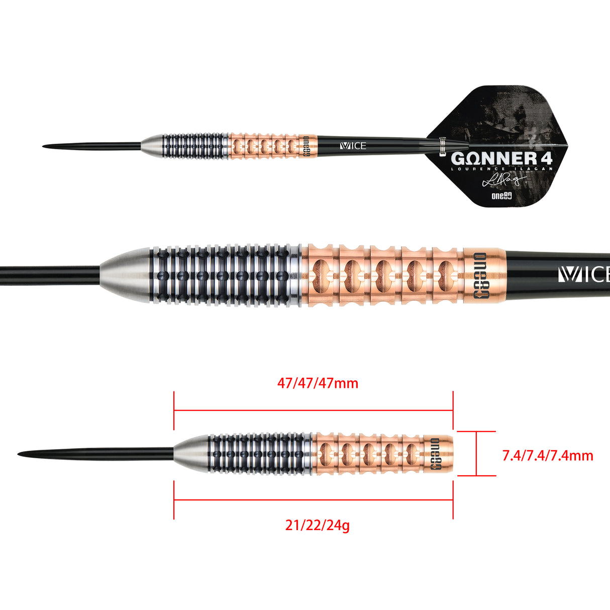 One80 GUNNER 4 Steeltip Black&Rosegold