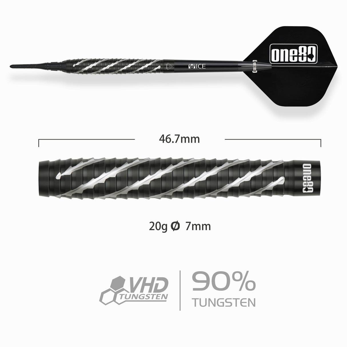 One80 Akari Tanahara Signature Dart Black V2 Softtip 20g