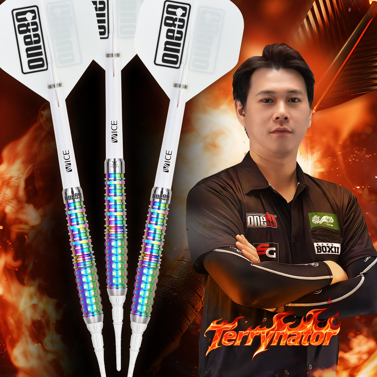 One80 Terry Tan Signature Dart Rainbow Softtip 18g