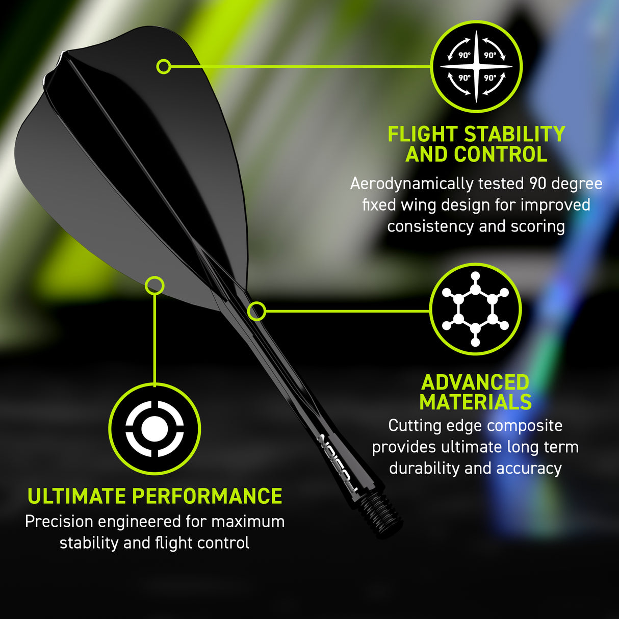 Winmau Fusion Arrow Flights Schwarz