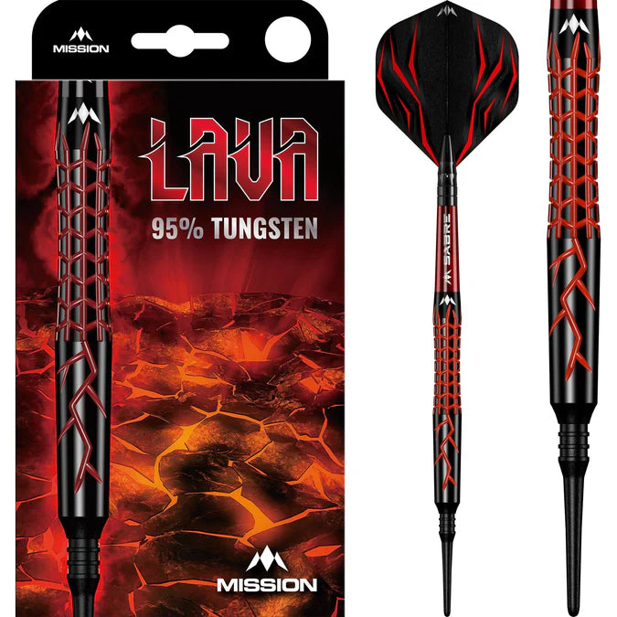 Mission Lava 20g Soft Tip - 95% Tungsten - Black & Red Electro