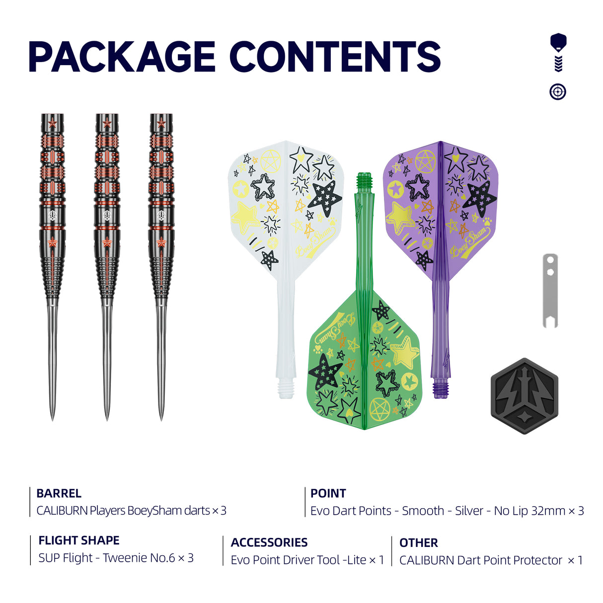 Caliburn Playerdarts BoeySham Steeltip