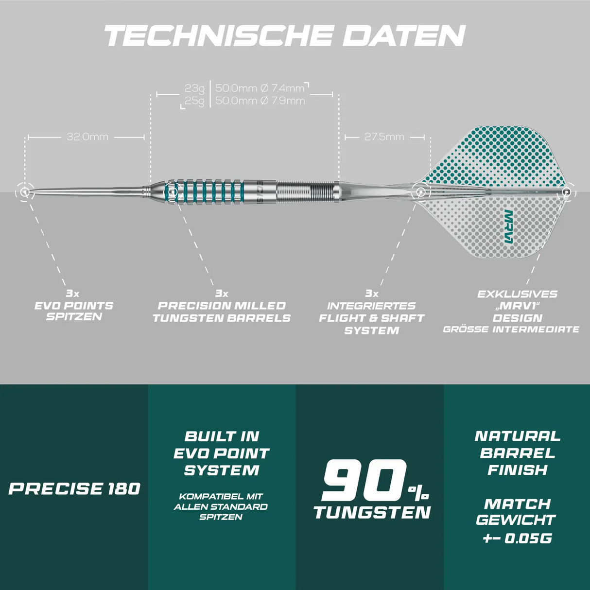 Precise180 - MRV1 SUP - 23g - Steeldart