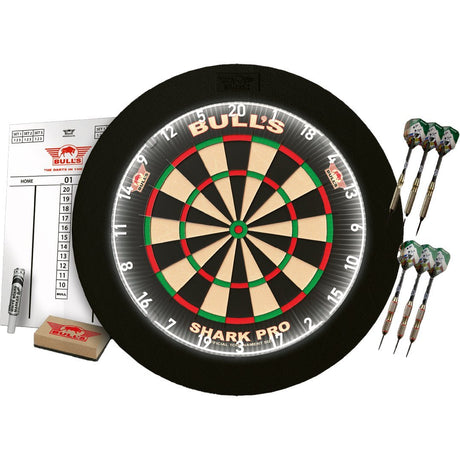 BULL'S NL Dart Domus Professional Set Dartboard Lumo Surround Light System Set Dartscheibe incl. 2 Dartsets