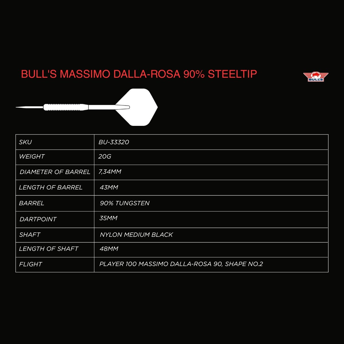 Bull's Massimo Dalla-Rosa 90% 20g Steeltip