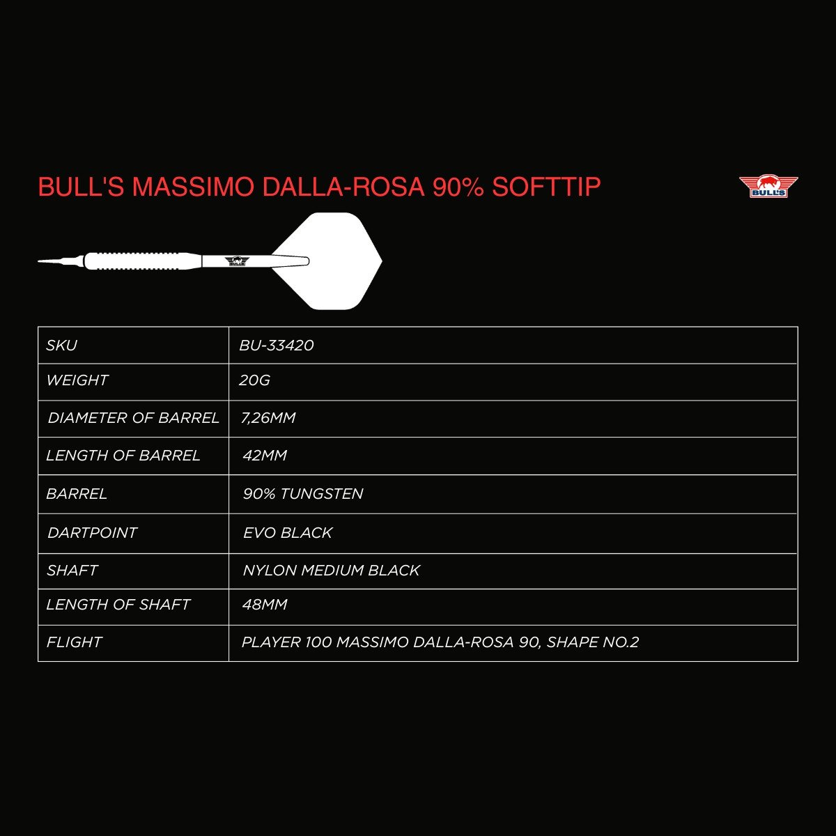 Bull's Massimo Dalla-Rosa 90% 20g Soft Tip