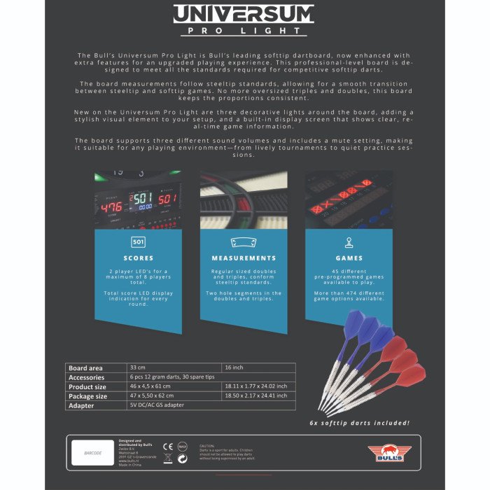Bull's Universum Pro Light Softtip Dartboard