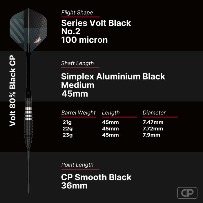 Bull's Volt Black 80% CP Steeltip