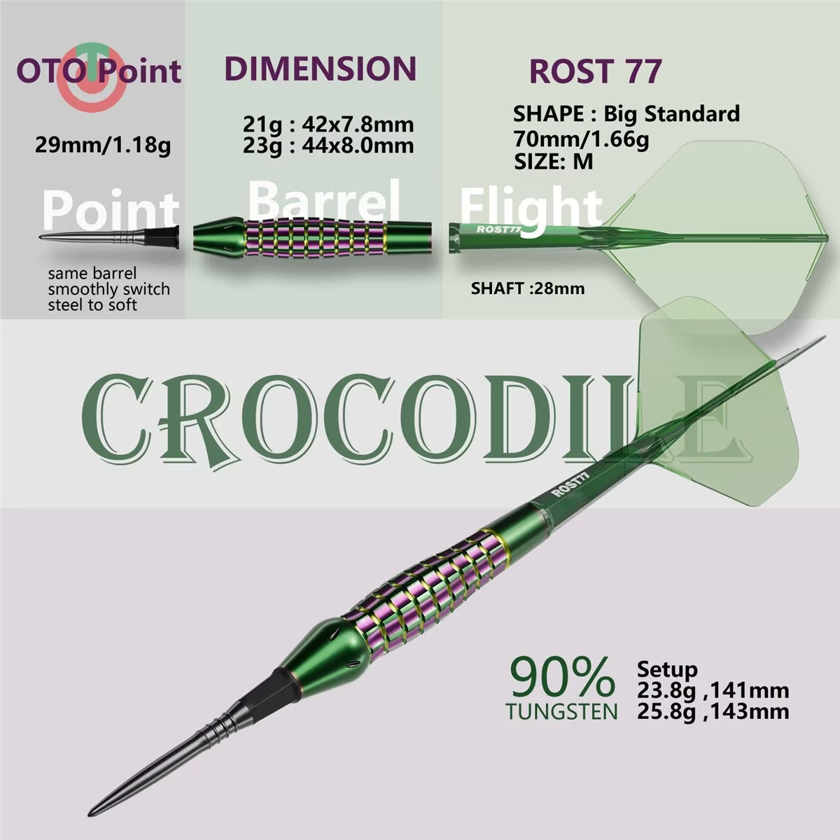 Cuesoul Forest Crocodile 90% Softdarts+Conversion Points