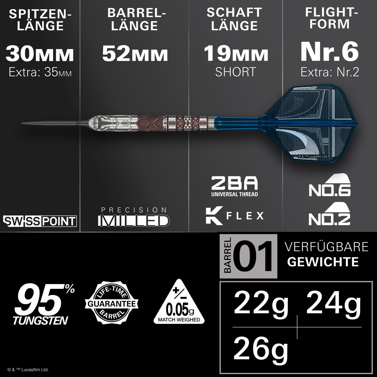 Target Star Wars Mandalorian 95% Tungsten SP Steeltip