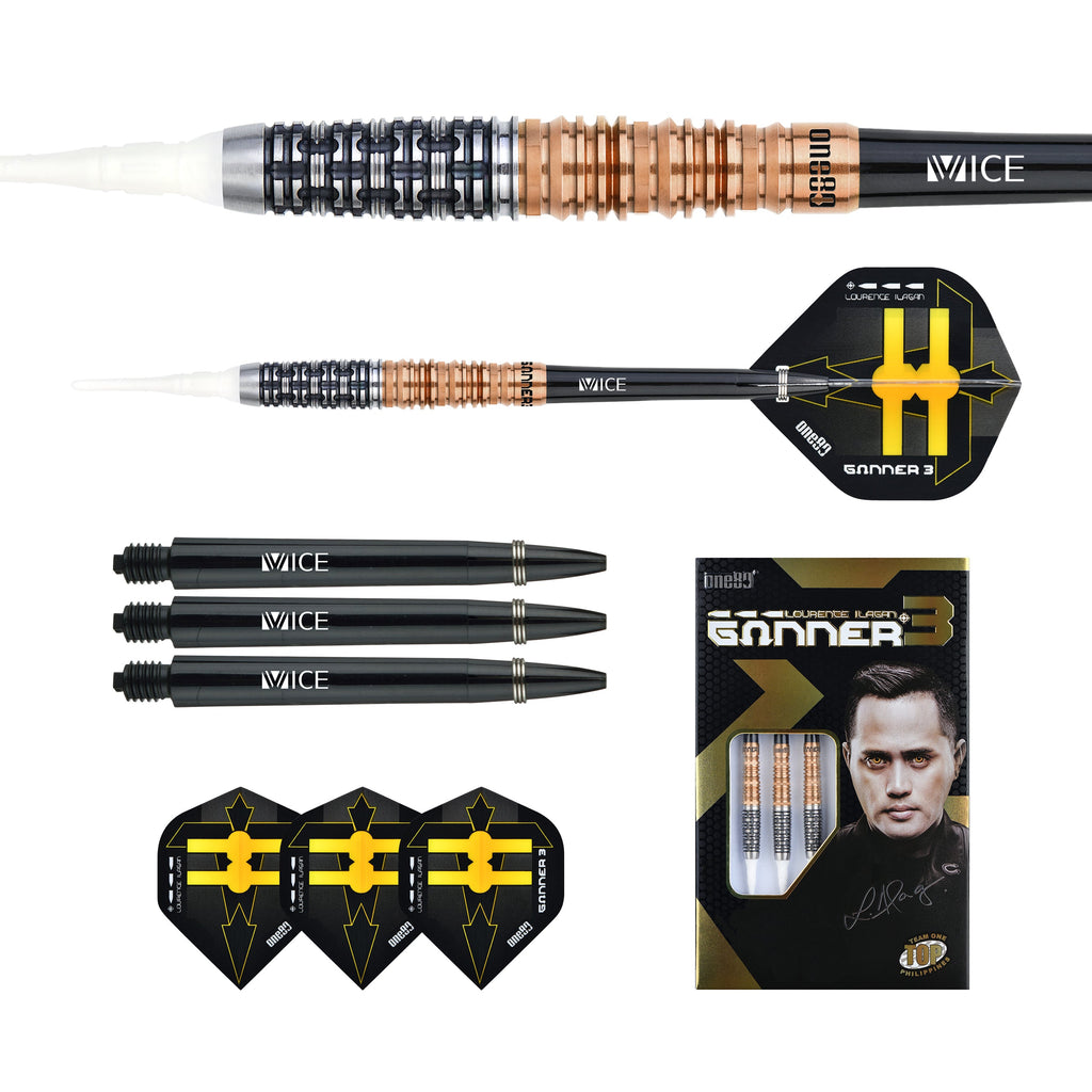 ONE80 Gunner III Softtip 20g Black/Rose Gold – Cubedarts