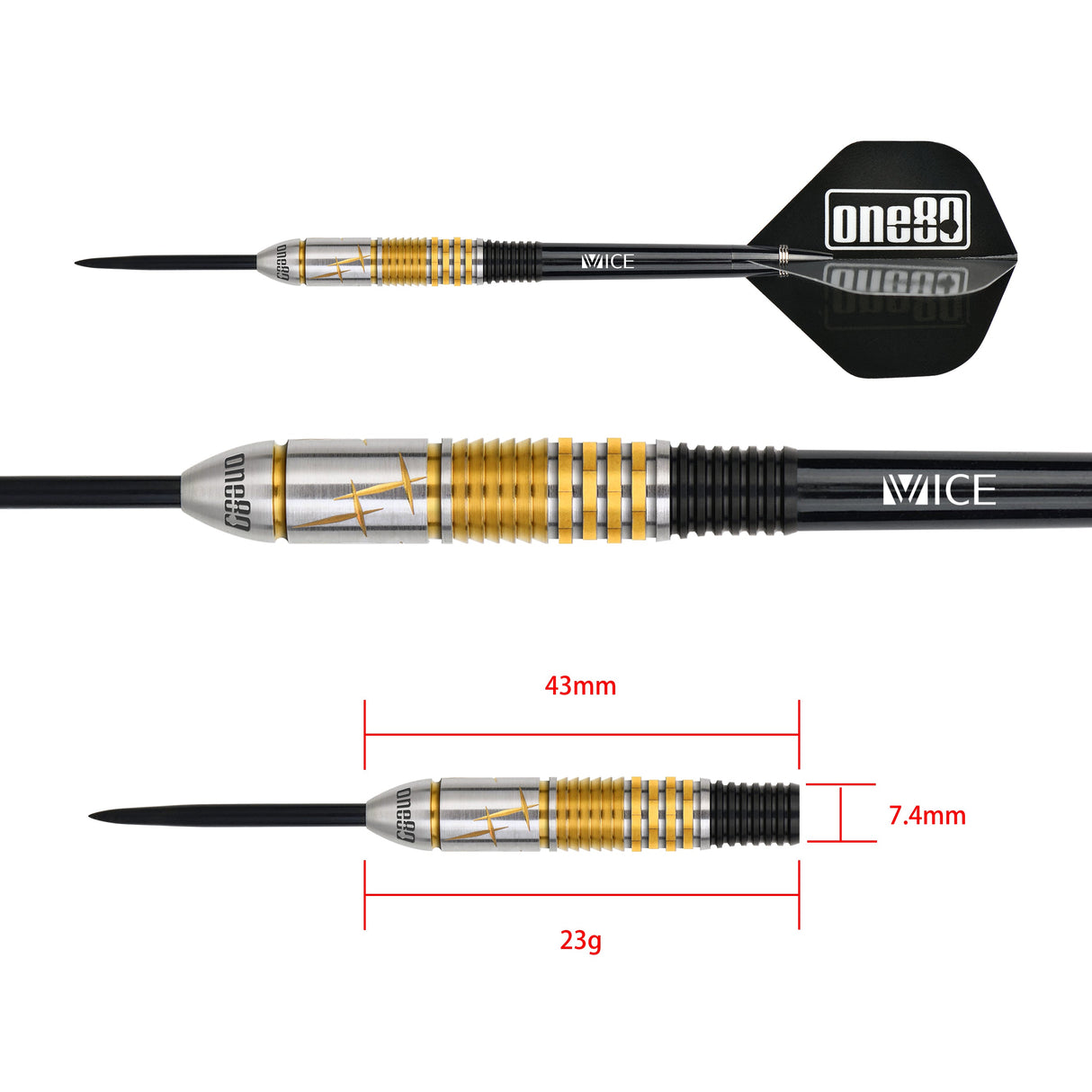 ONE80 Tung Suk Steeltip 23g (Black/Gold)