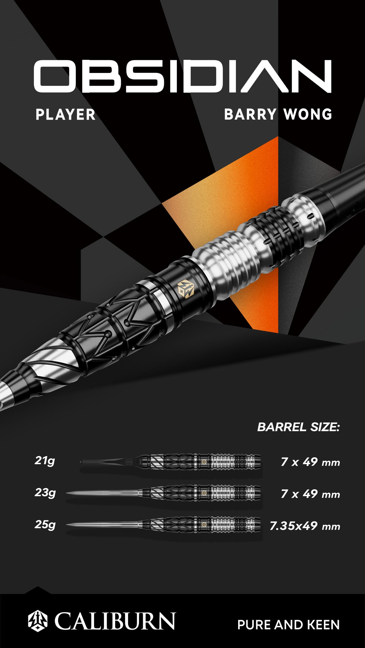 Caliburn Playerdarts Obsidian: Naikun Steeltip