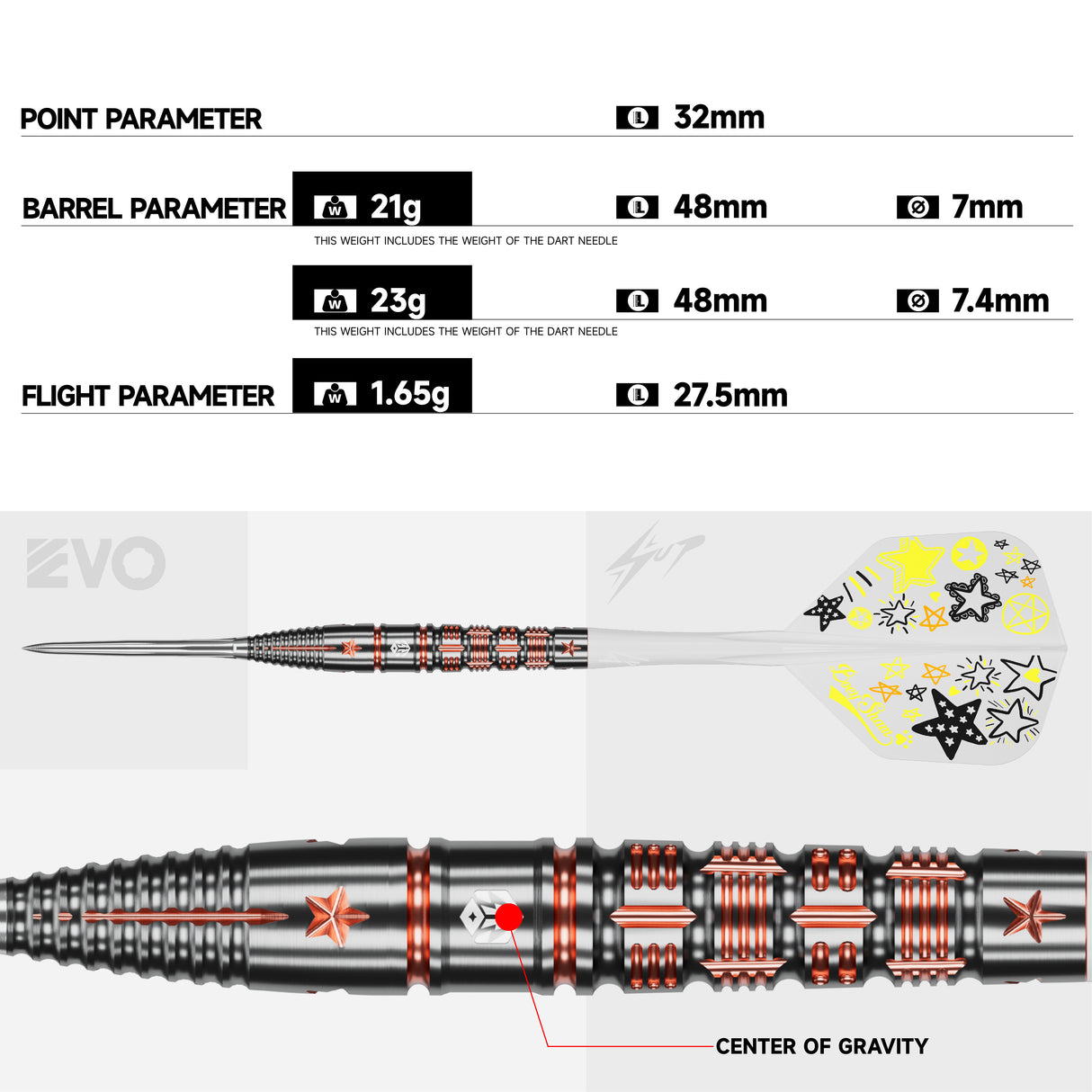 Caliburn Playerdarts BoeySham Steeltip