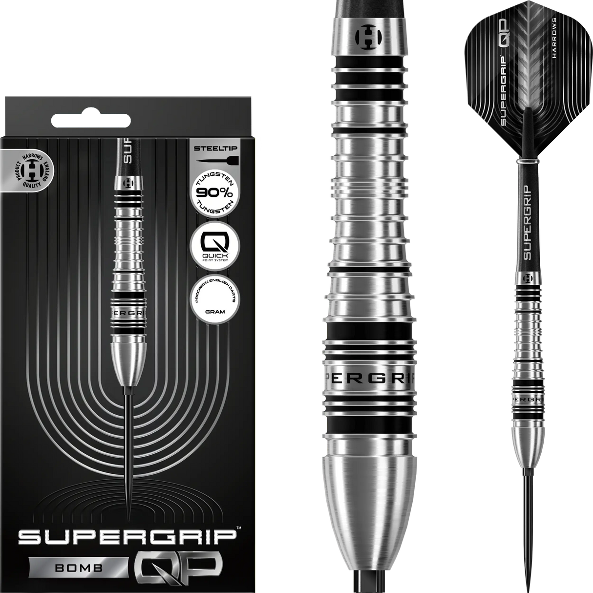 Harrows Supergrip QP Bomb 90% Tungsten Steeldarts Quick Point