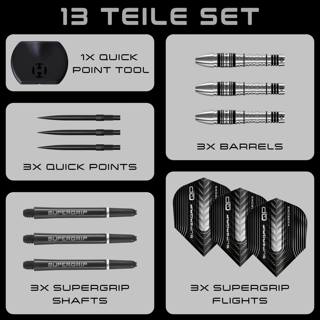 Harrows Supergrip QP Bomb 90% Tungsten Steeldarts Quick Point