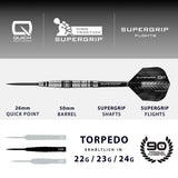 Harrows Supergrip QP Torpedo 90% Tungsten Steeldarts Quick Point