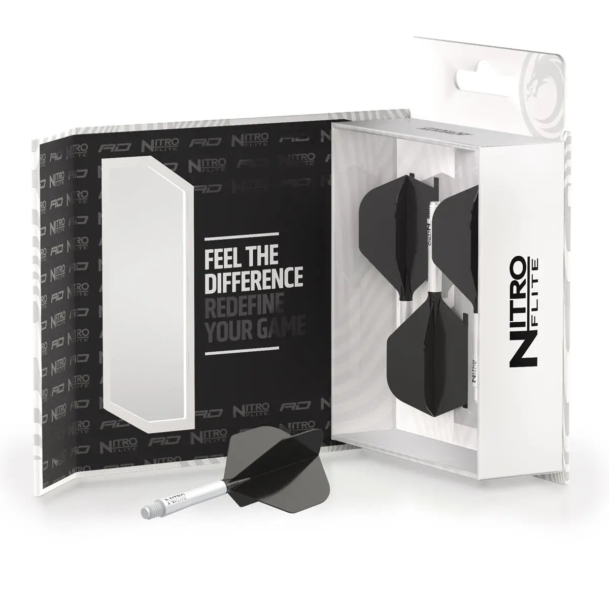Red Dragon Nitro Flite System White Black - Dart Flights