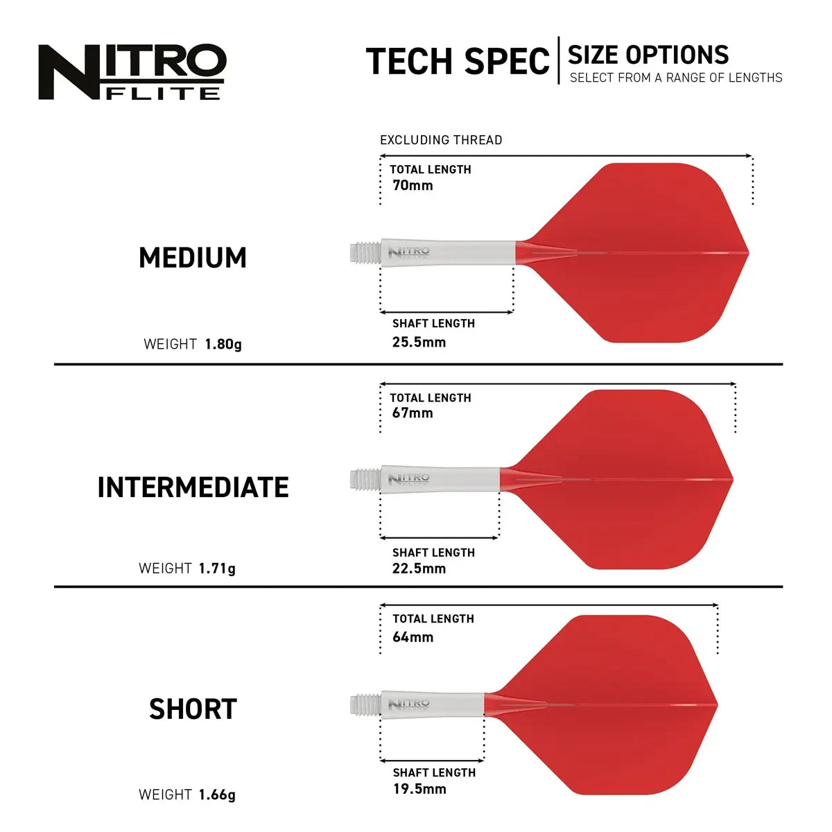 Red Dragon Nitro Flite System White Red - Dart Flights