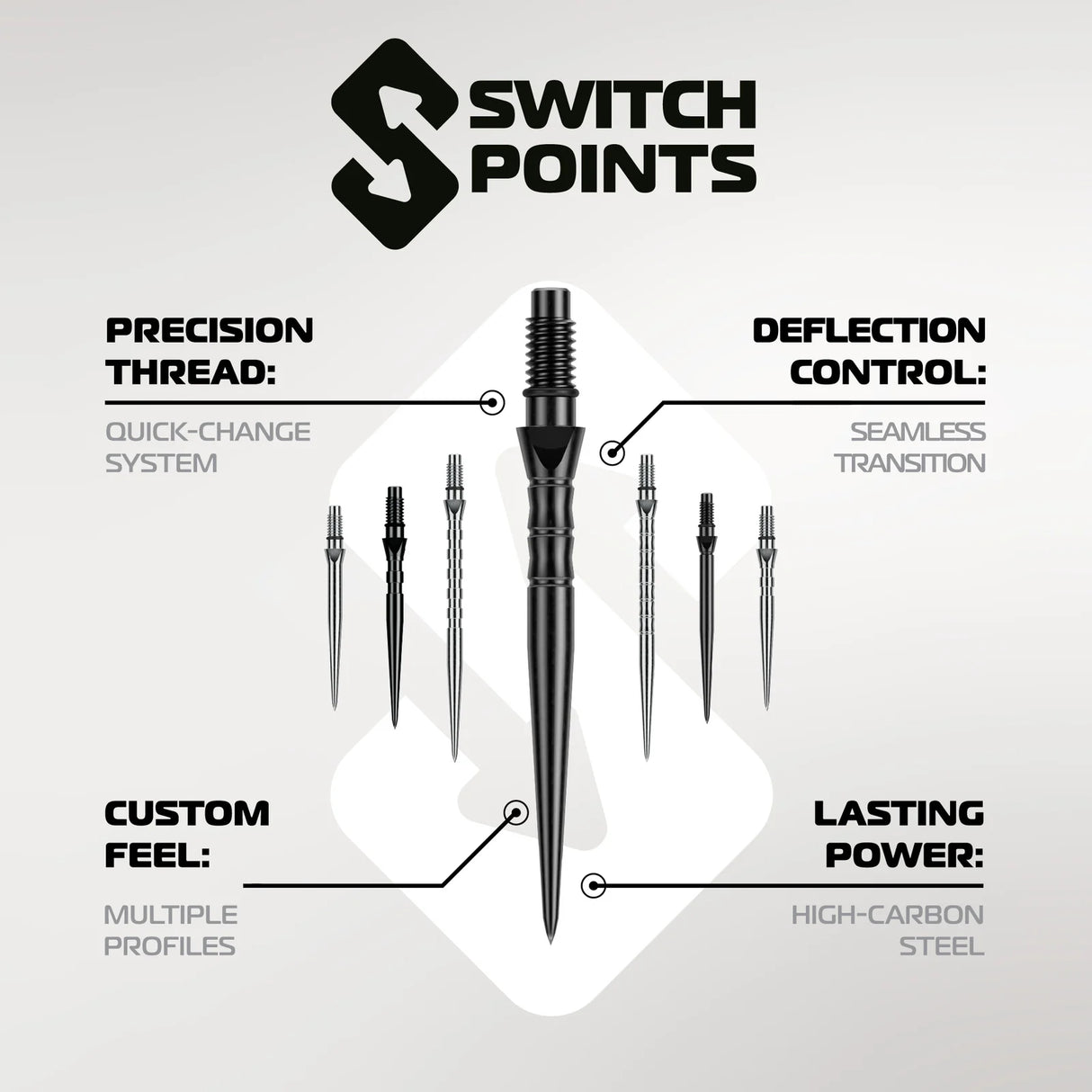 Winmau Switch Points Smooth Black