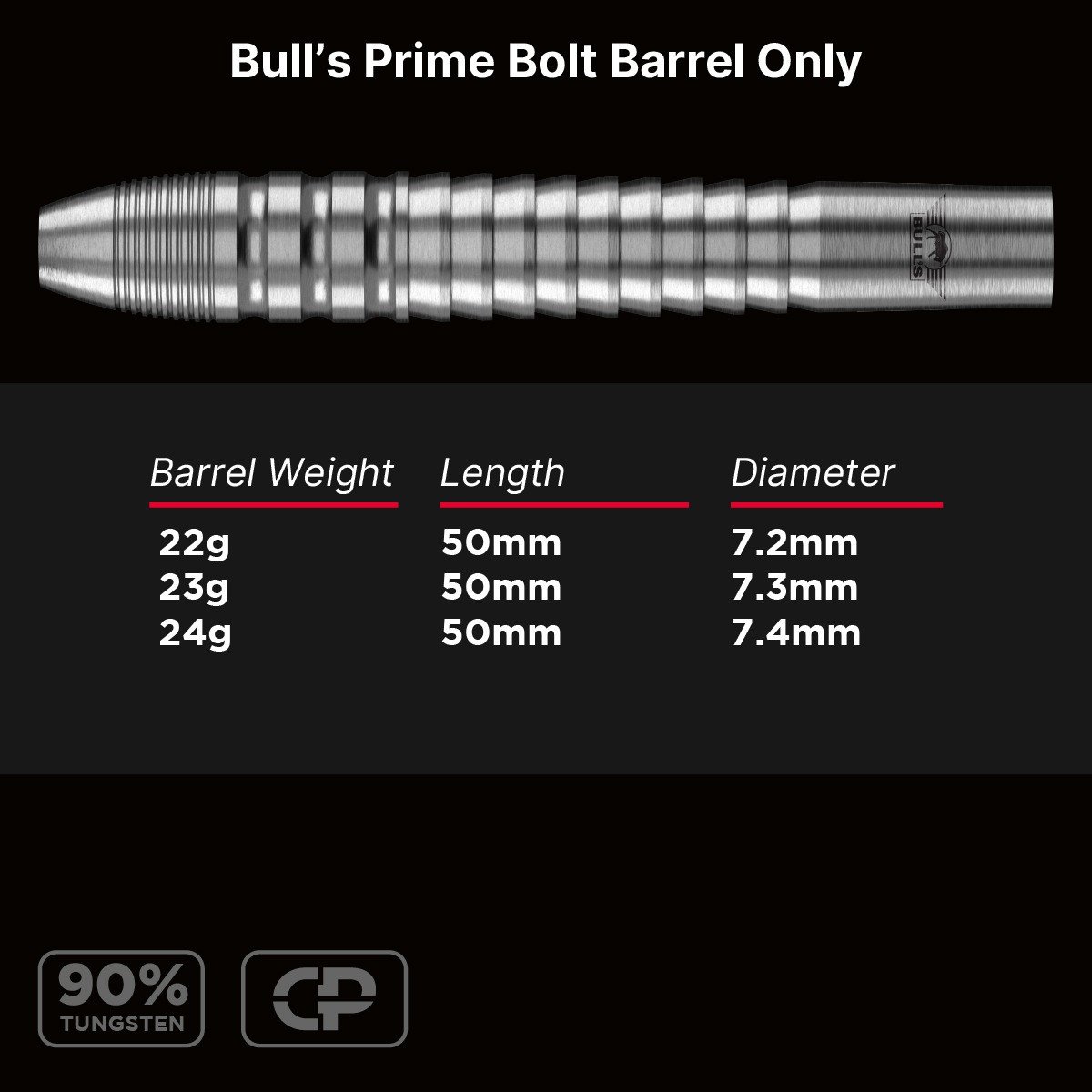 Bull´s Prime Bolt CP 90% Tungsten Barrels Only - Steeltip