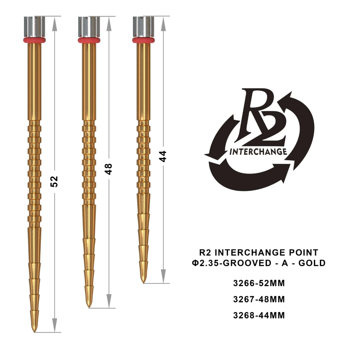 One80 R2 Interchange Point (2,35mm) Grooved A Gold