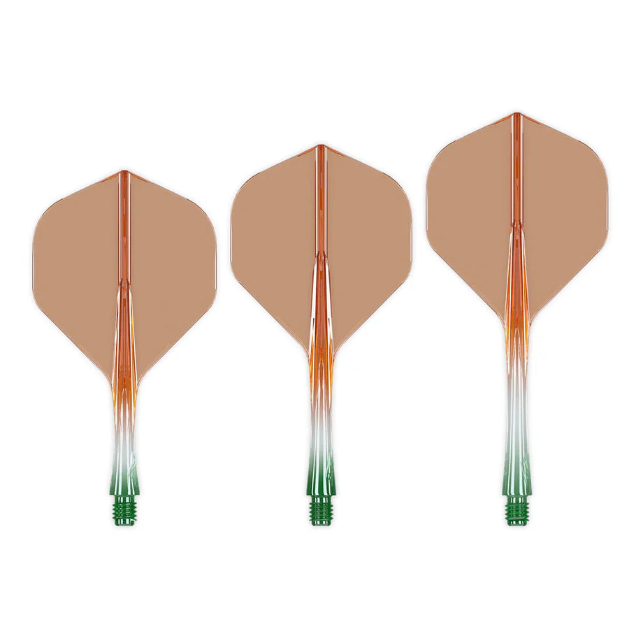 Caliburn SUP Flights - Moulded Flight & Shaft - Standard No2 - Two Tone Grün Orange
