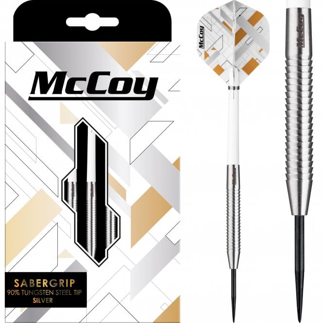 MCCOY  Sabergrip Darts - 90% Steel Tip Tungsten - Silver