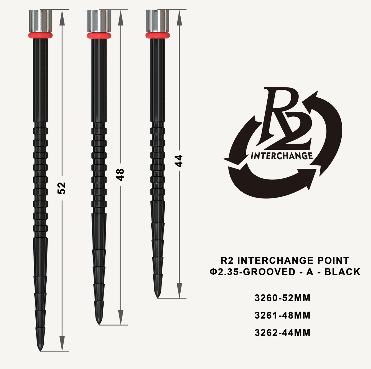 One80 R2 Interchange Point (2,35mm) Grooved A Schwarz