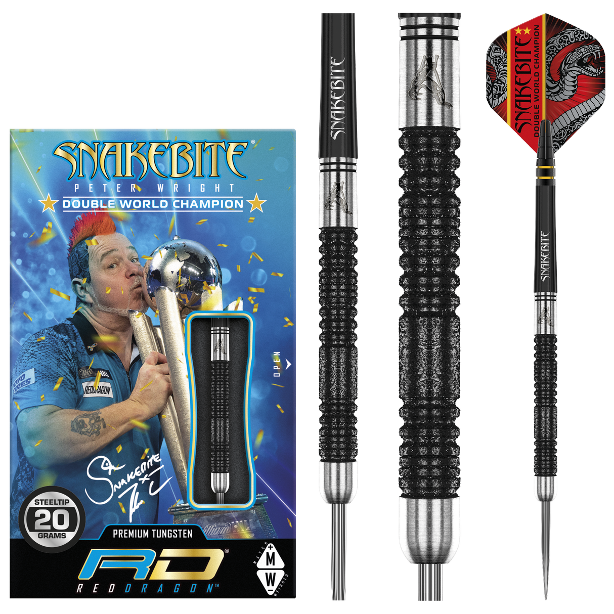 Peter Wright Snakebite Double World Champion Special Edition Steeldart Black