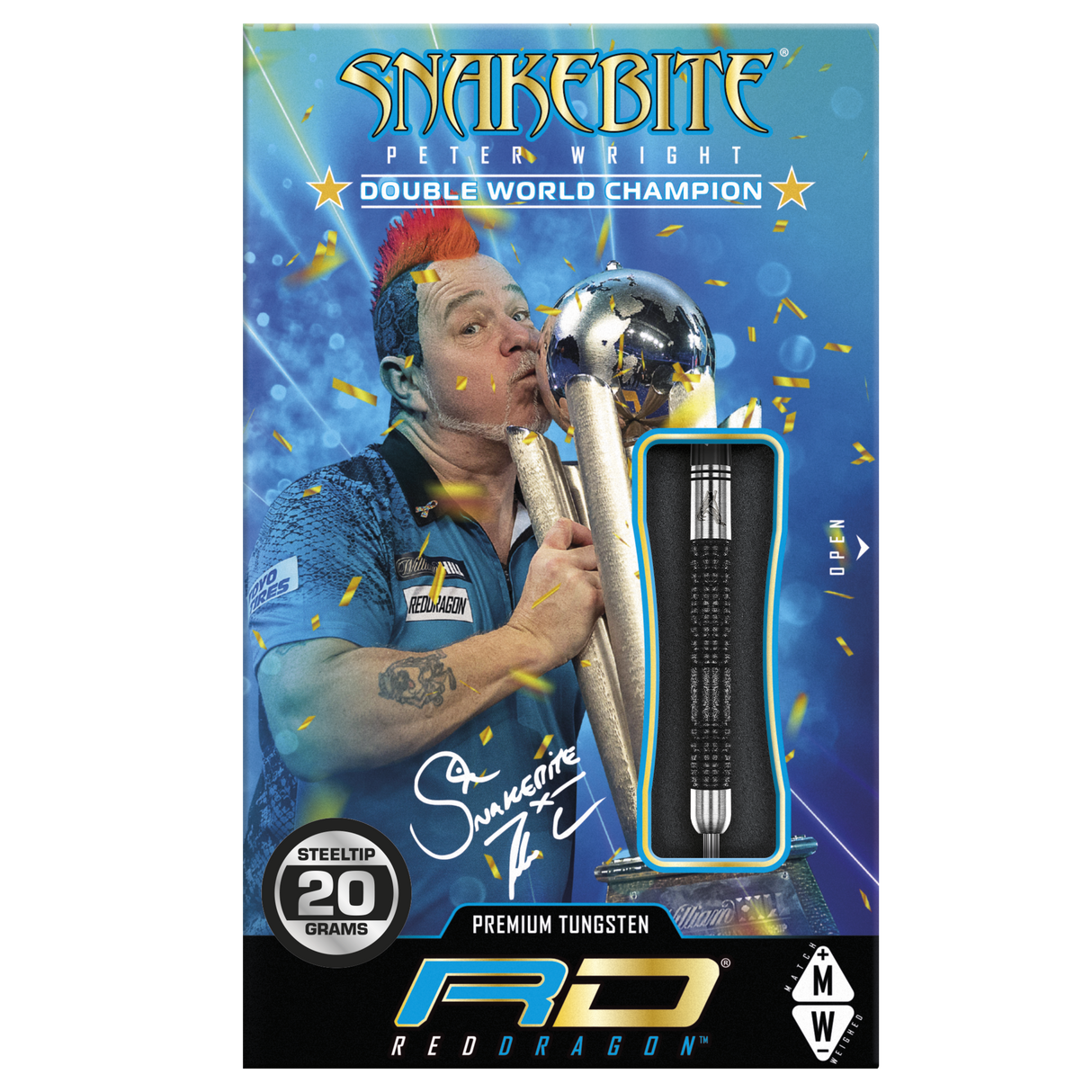 Peter Wright Snakebite Double World Champion Special Edition Steeldart Black