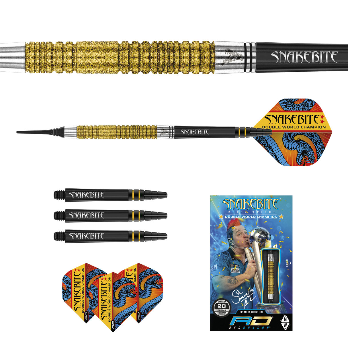 Peter Wright Snakebite Double World Champion SE Gold Plus Softdarts