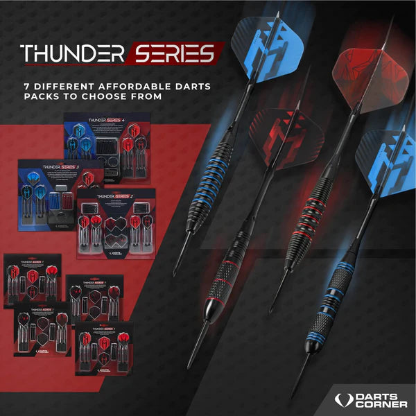 DARTS CORNER  - Thunder Series 4 - Steel Tip Brass - 4 Sets Darts
